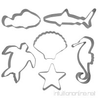 Ocean Themed Cookie Cutter Shapes Set For Stainless Steel Shark Starfish Turtle Fish Seahorse Seashell Shaped Cookie Molds  6 Counts by GOCROWN - B076DD16WL